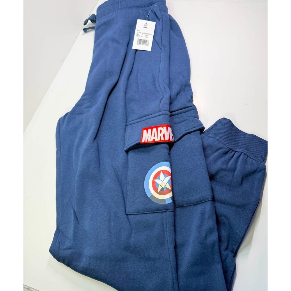 Marvel Boys Cargo Fleece Jogger Sweatpants Navy Blue XXL New With Tags